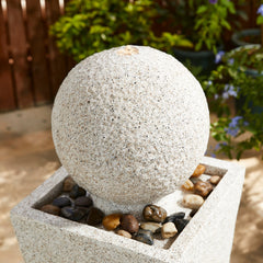 Modern Geometric Pedestal & Sphere Fountain with LED Light