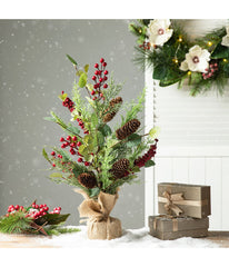 Christmas Floral Table Tree Decor Green