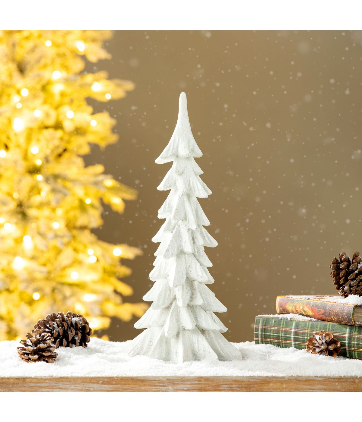  Glitzhome Resin Christmas Table Tree Decor White - White - Bonton