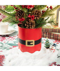 Lighted Santa Belt Potted Table Tree Green