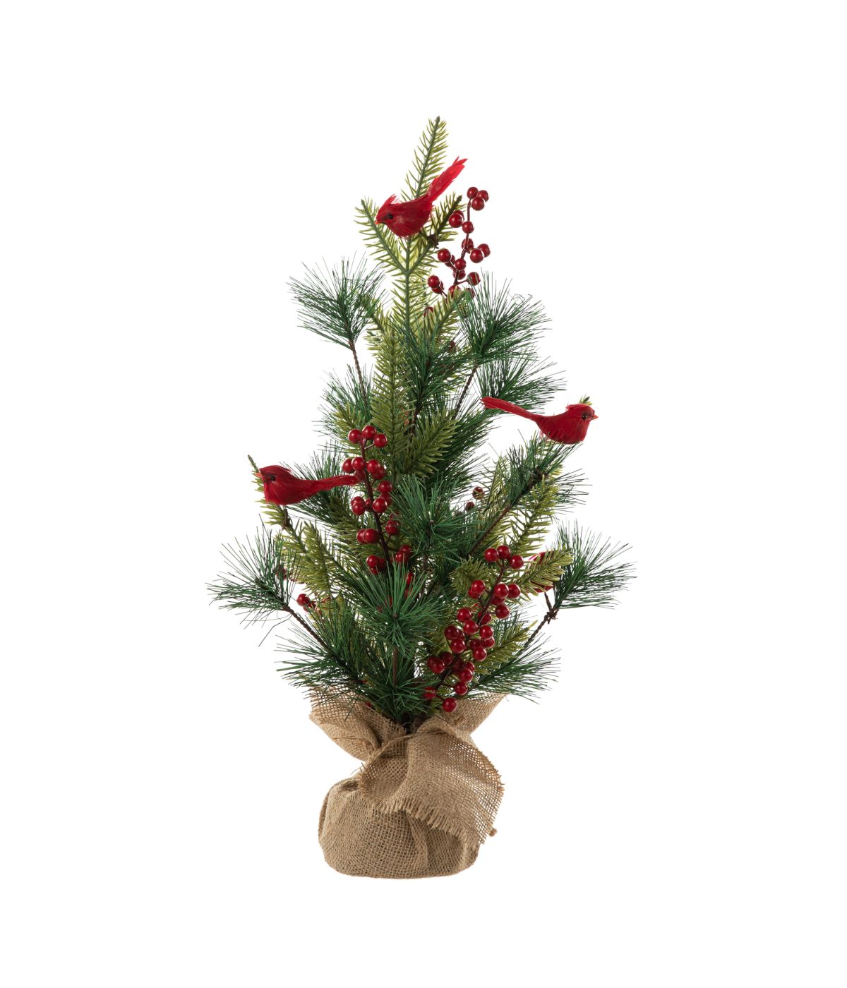  Glitzhome Christmas Cardinal Table Tree Decor Green - Green - Bonton