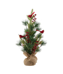 Christmas Cardinal Table Tree Decor Green