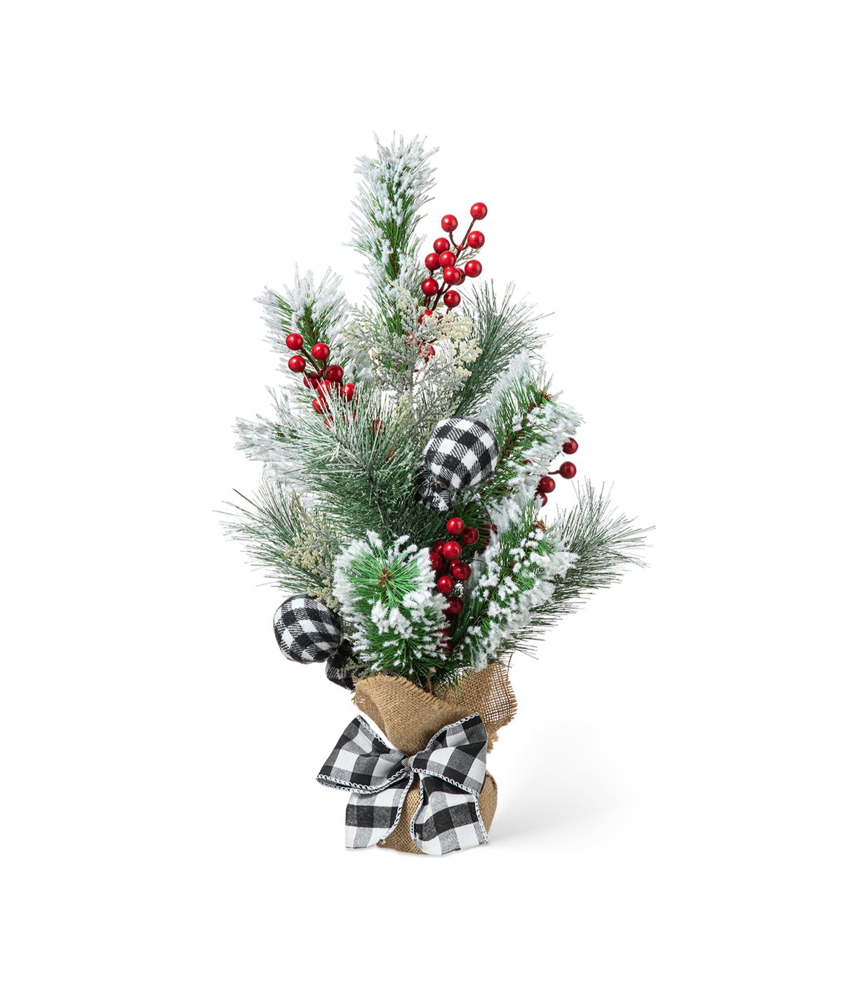  Glitzhome Flocked Pine And Berries Table Tree Green - Green - Bonton