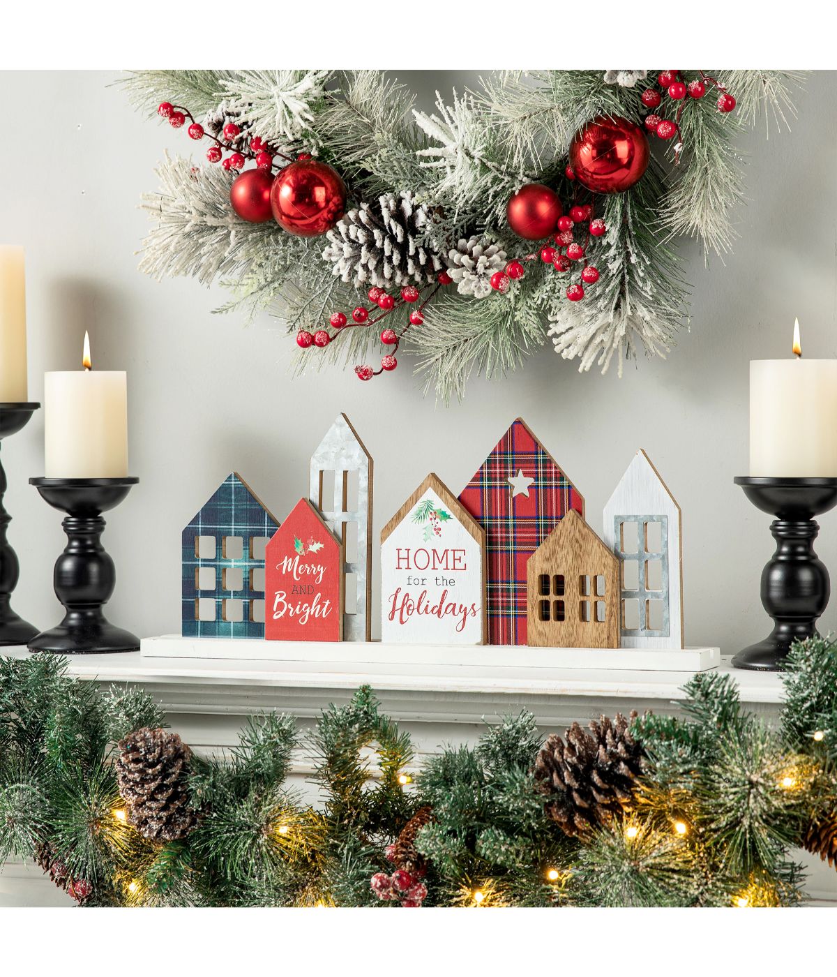  Glitzhome Christmas House Wooden Decor Multi - Multi - Bonton