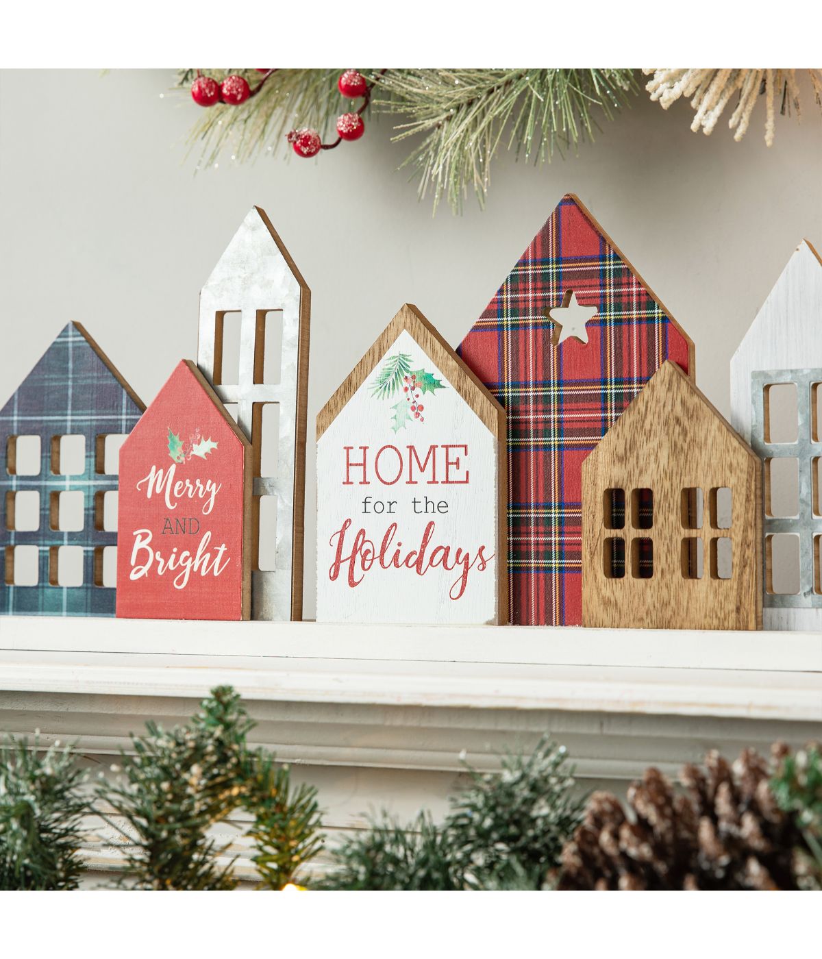  Glitzhome Christmas House Wooden Decor Multi - Multi - Bonton