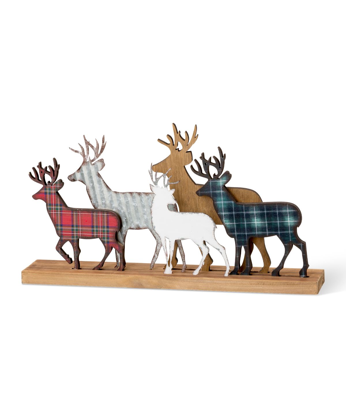  Glitzhome Galvanized Metal/Wooden Reindeer Table Decor Multi - Multi - Bonton