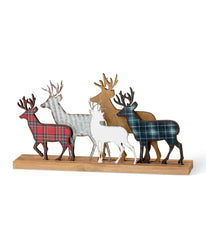 Galvanized Metal/Wooden Reindeer Table Decor Multi