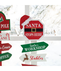 Set Of 2 Christmas Wooden Sign Table Decor Red