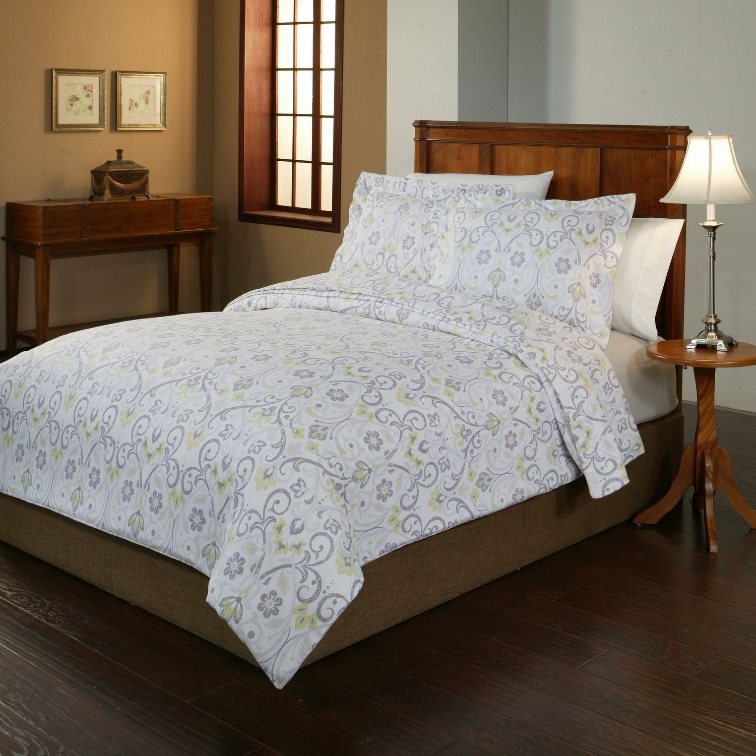  Pointehaven Cotton Luxury Flannel Solid & Print Sheet Sets - Alpine - Bonton