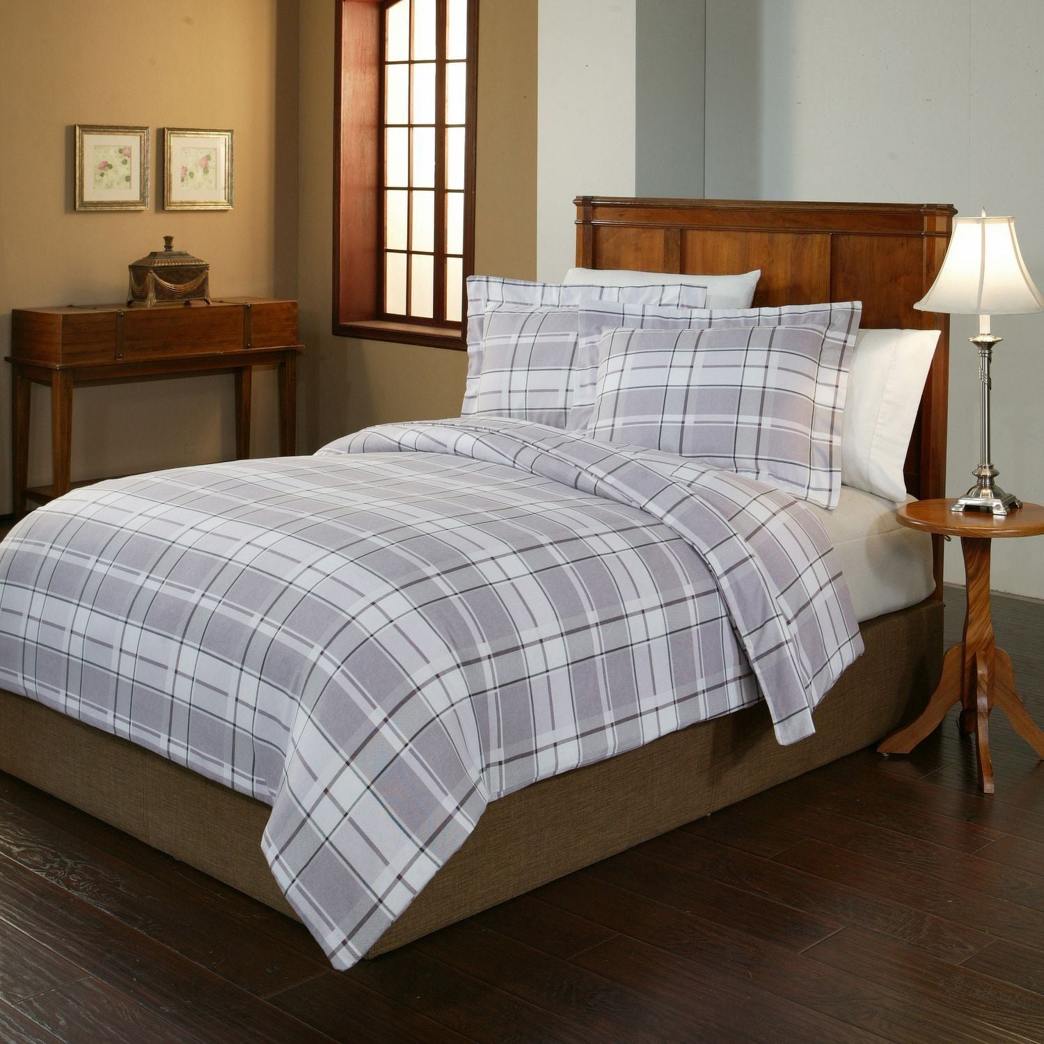  Pointehaven Cotton Luxury Flannel Solid & Print Sheet Sets - Alpine - Bonton