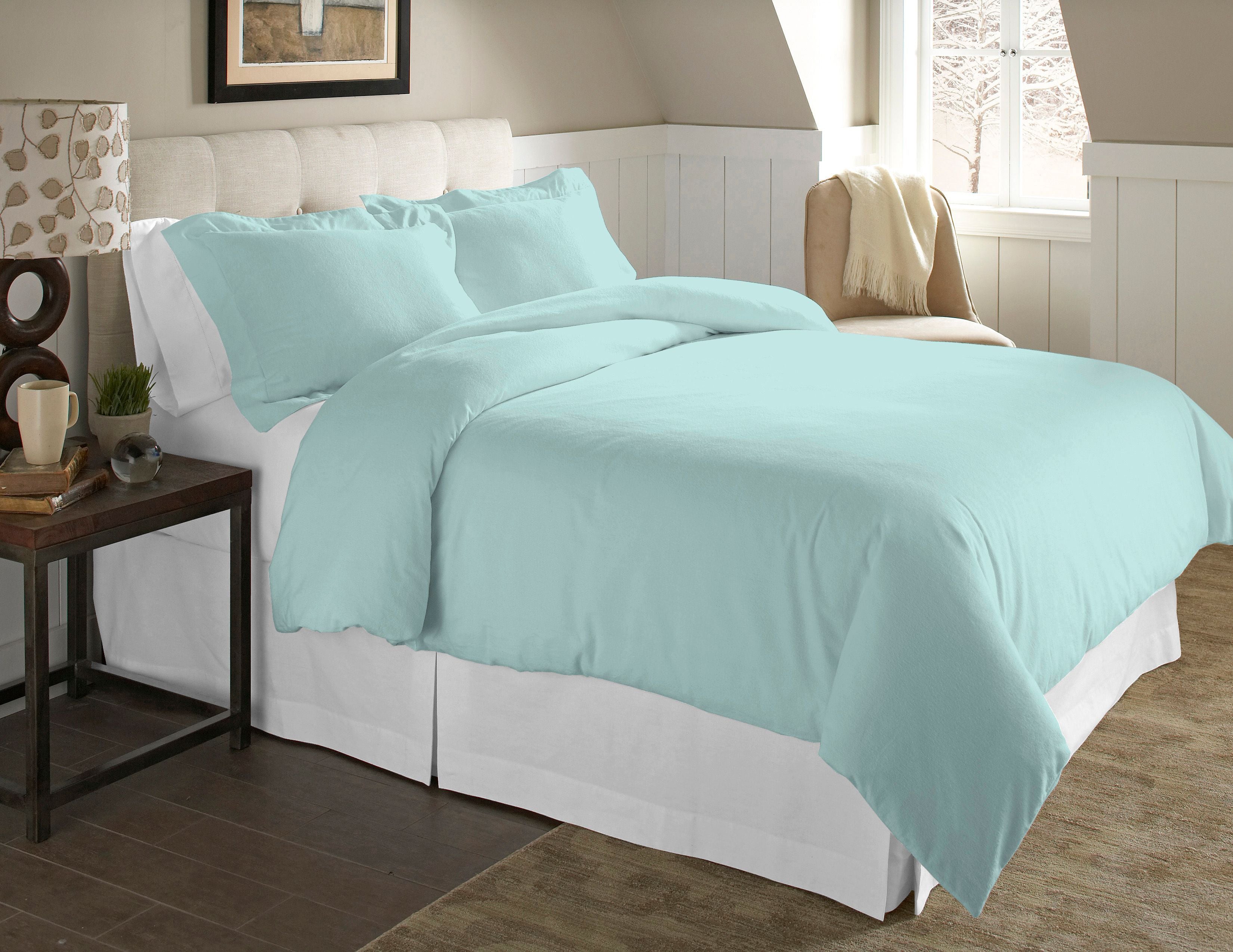  Pointehaven Cotton Luxury Flannel Solid & Print Sheet Sets - Jensen - Bonton