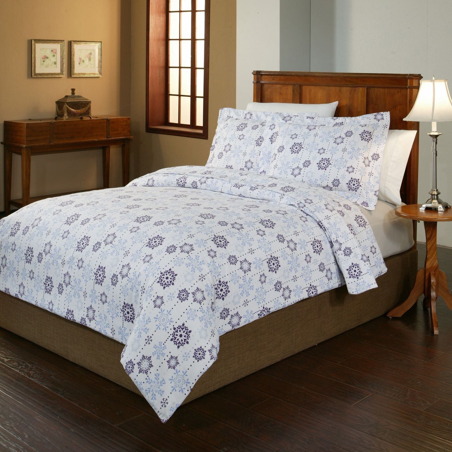  Pointehaven Cotton Luxury Flannel Solid & Print Sheet Sets - Alpine - Bonton