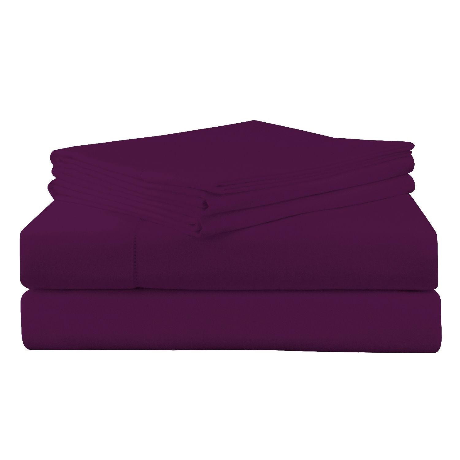  Pointehaven Cotton Luxury Flannel Solid & Print Sheet Sets - Plum - Bonton