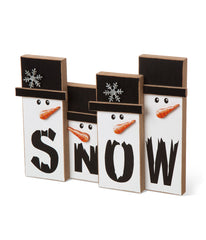 Wooden Christmas Snowman Family Table Decor White