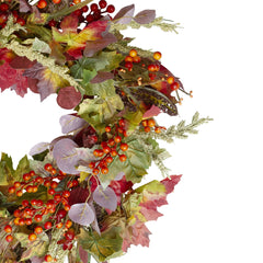 Leaves and Berries Artificial Fall Harvest Wreath - 20-Inch  Unlit