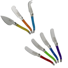 7 Piece Laguiole Jewel Colors Cheese Knife and Spreader Set