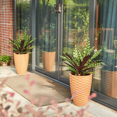 Set of 2 Eco-Friendly Tall Round Diamond Planters