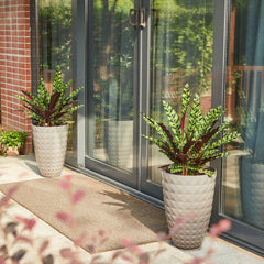 Set of 2 Eco-Friendly Oversized Faux Ceramic Tall Textured Planters