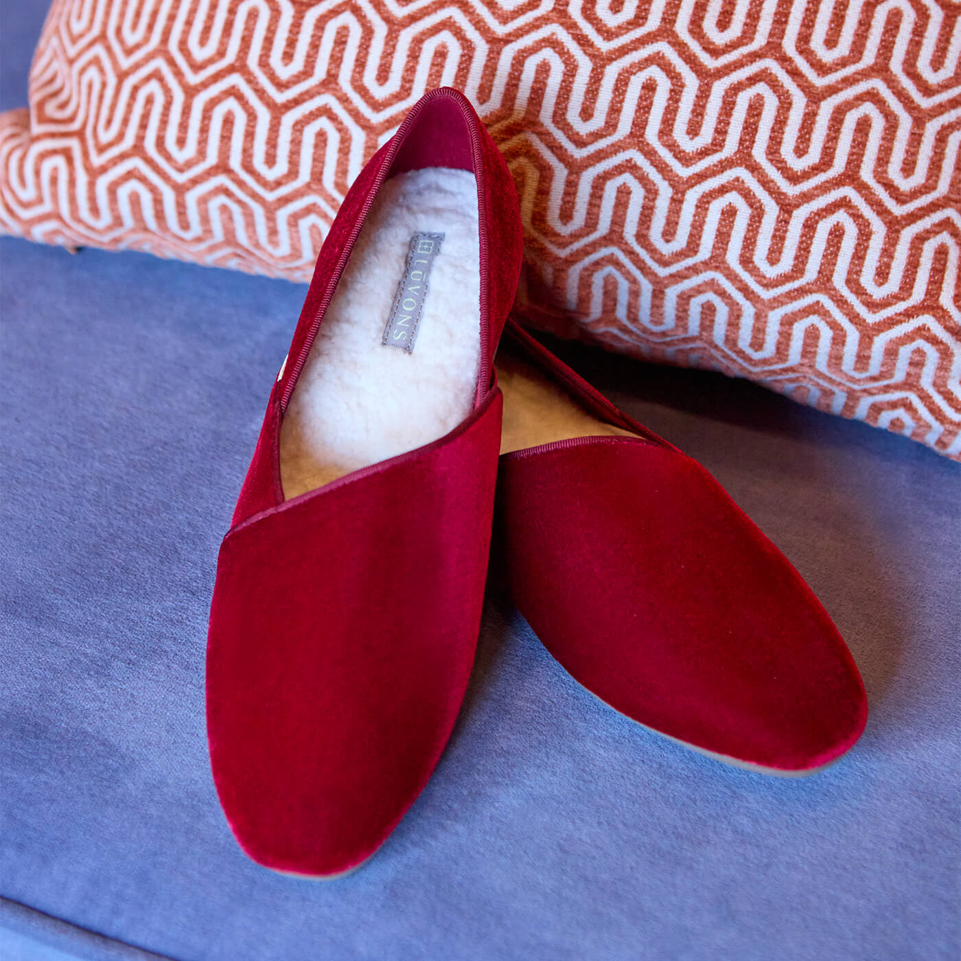  Luvons Francesca Soft Velvet Slippers - Ruby - Bonton