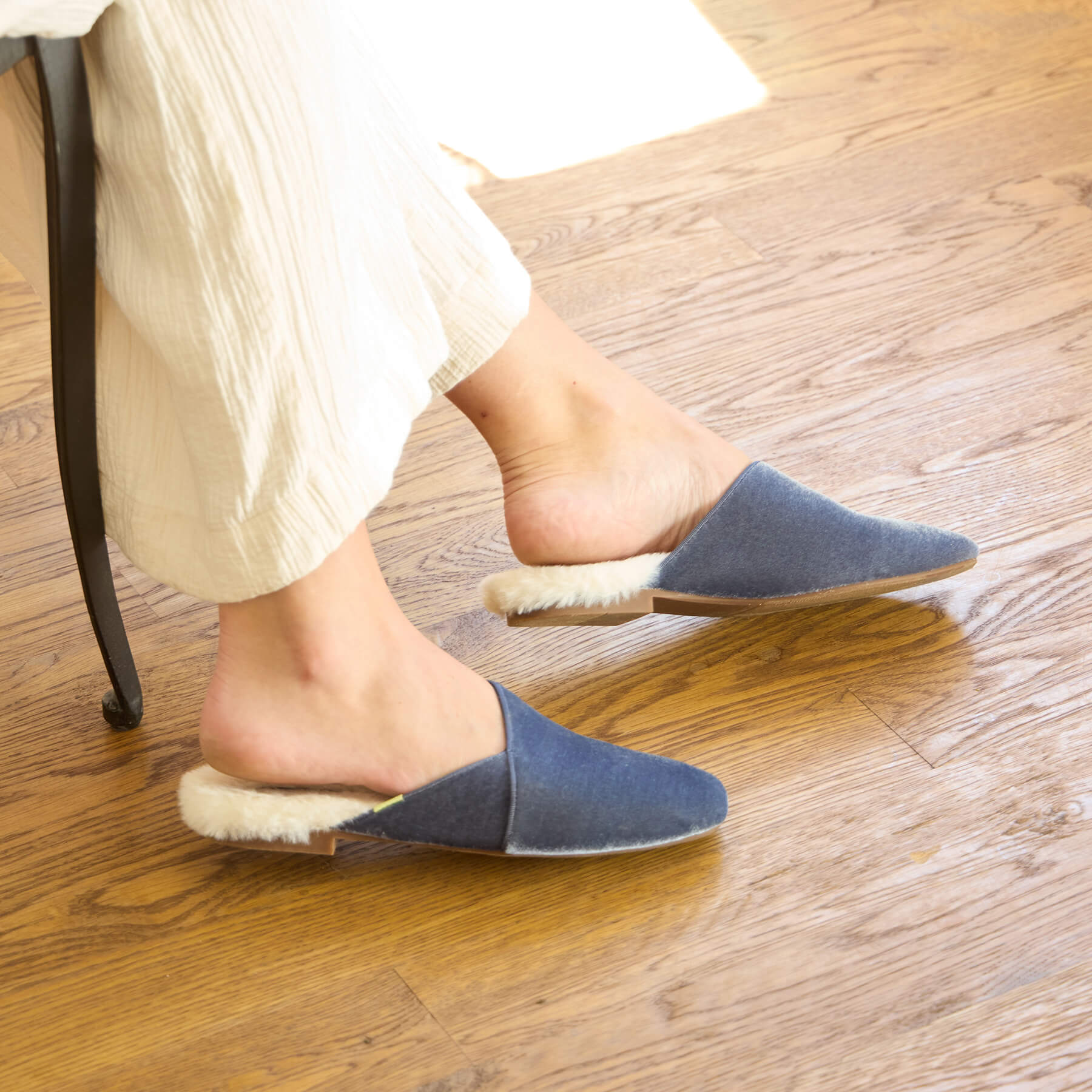  Luvons Devon Luxe Memory Foam Slippers - Slate Blue - Bonton