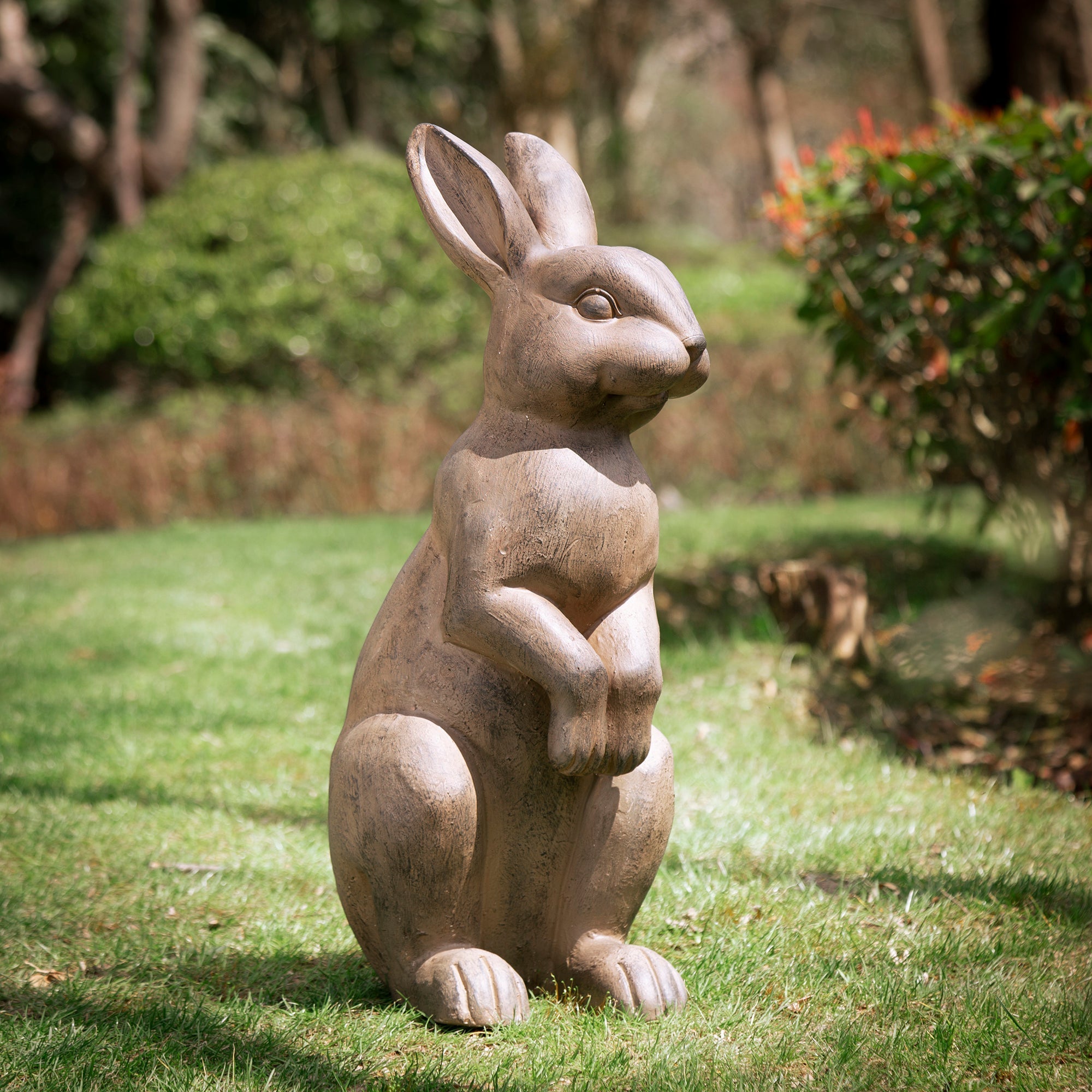  Glitzhome Standing Rabbit Statue - Brown - Bonton