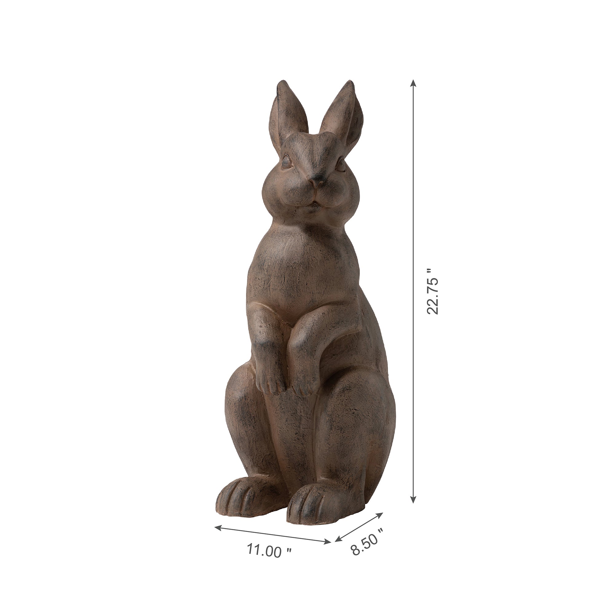  Glitzhome Standing Rabbit Statue - Brown - Bonton