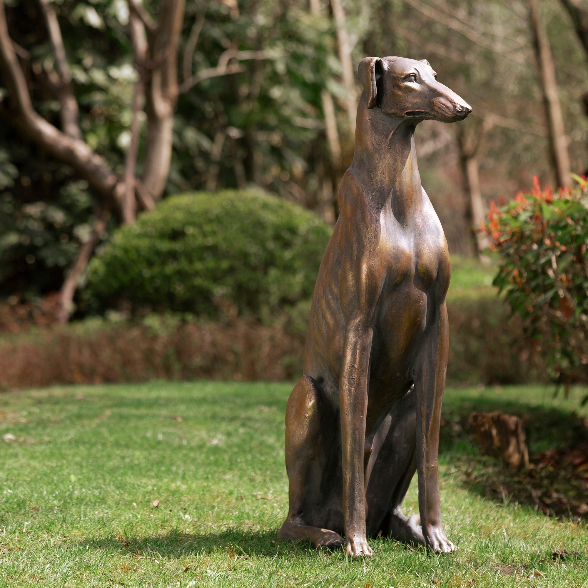  Glitzhome Sitting Greyhound Dog Statue 30.25