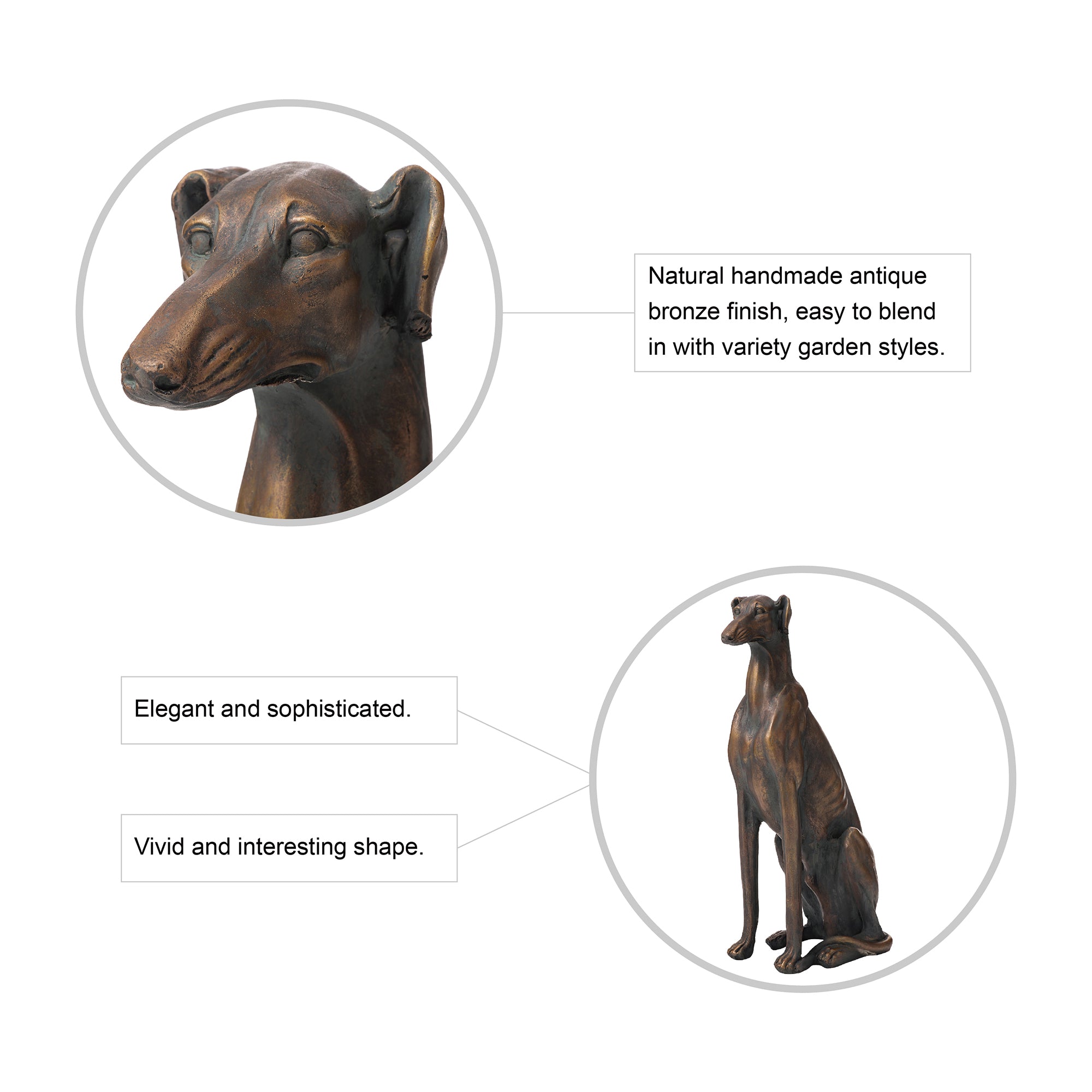  Glitzhome Sitting Greyhound Dog Statue 30.25