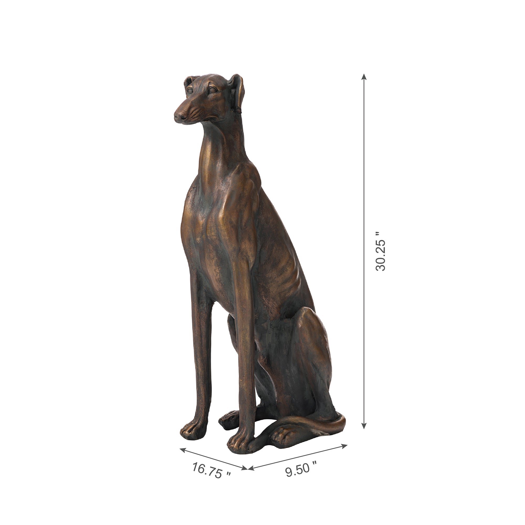  Glitzhome Sitting Greyhound Dog Statue 30.25