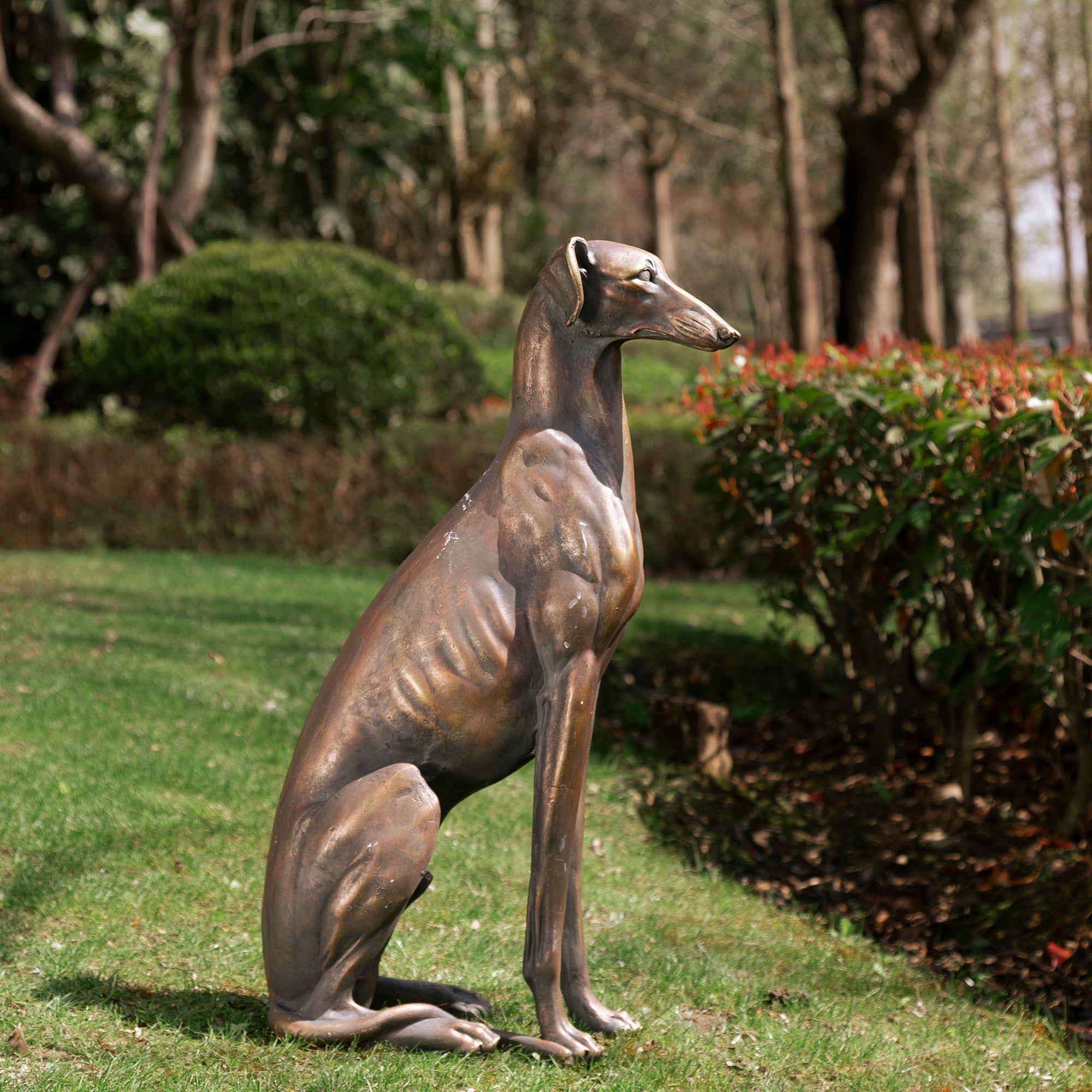  Glitzhome Sitting Greyhound Dog Statue 30.25