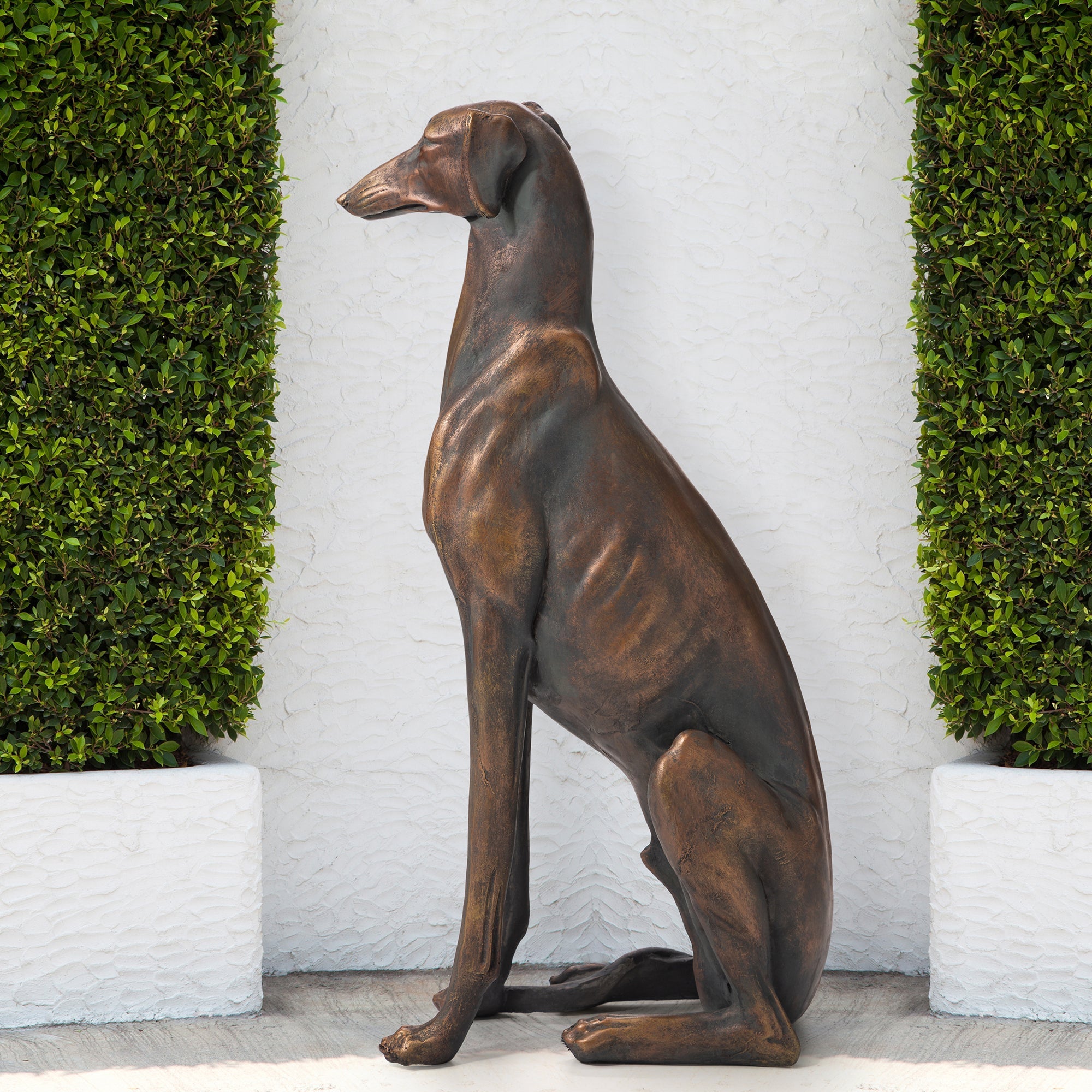  Glitzhome Sitting Greyhound Dog Statue 30.25