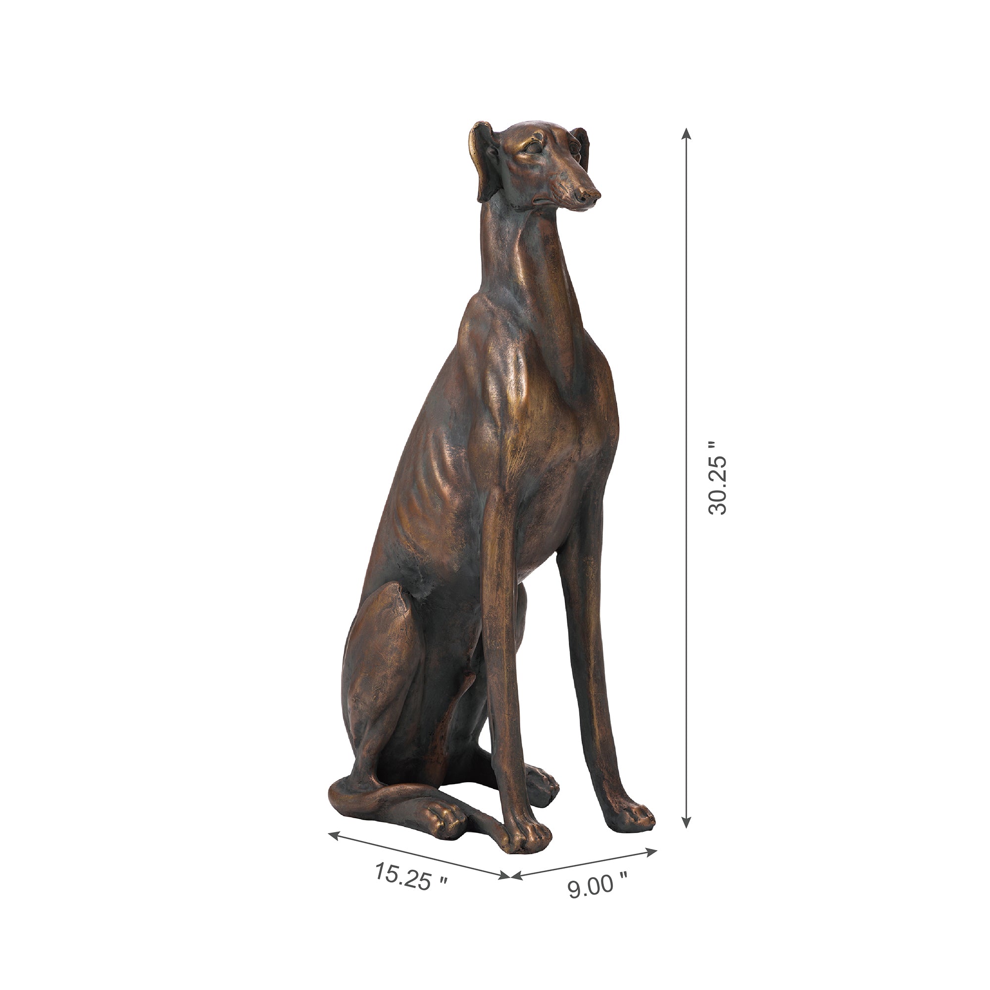  Glitzhome Sitting Greyhound Dog Statue 30.25