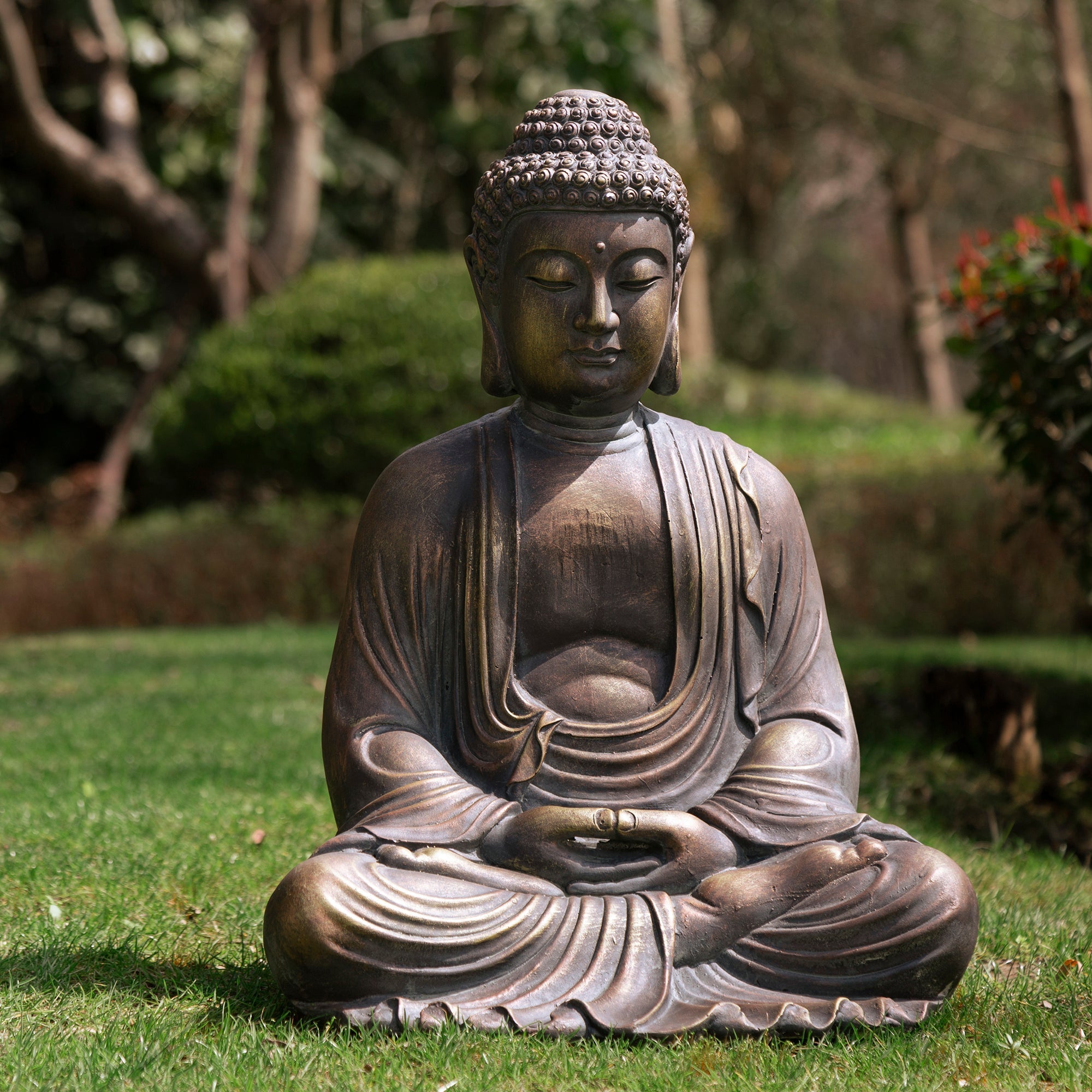  Glitzhome Meditating Buddha Statue - Brown - Bonton