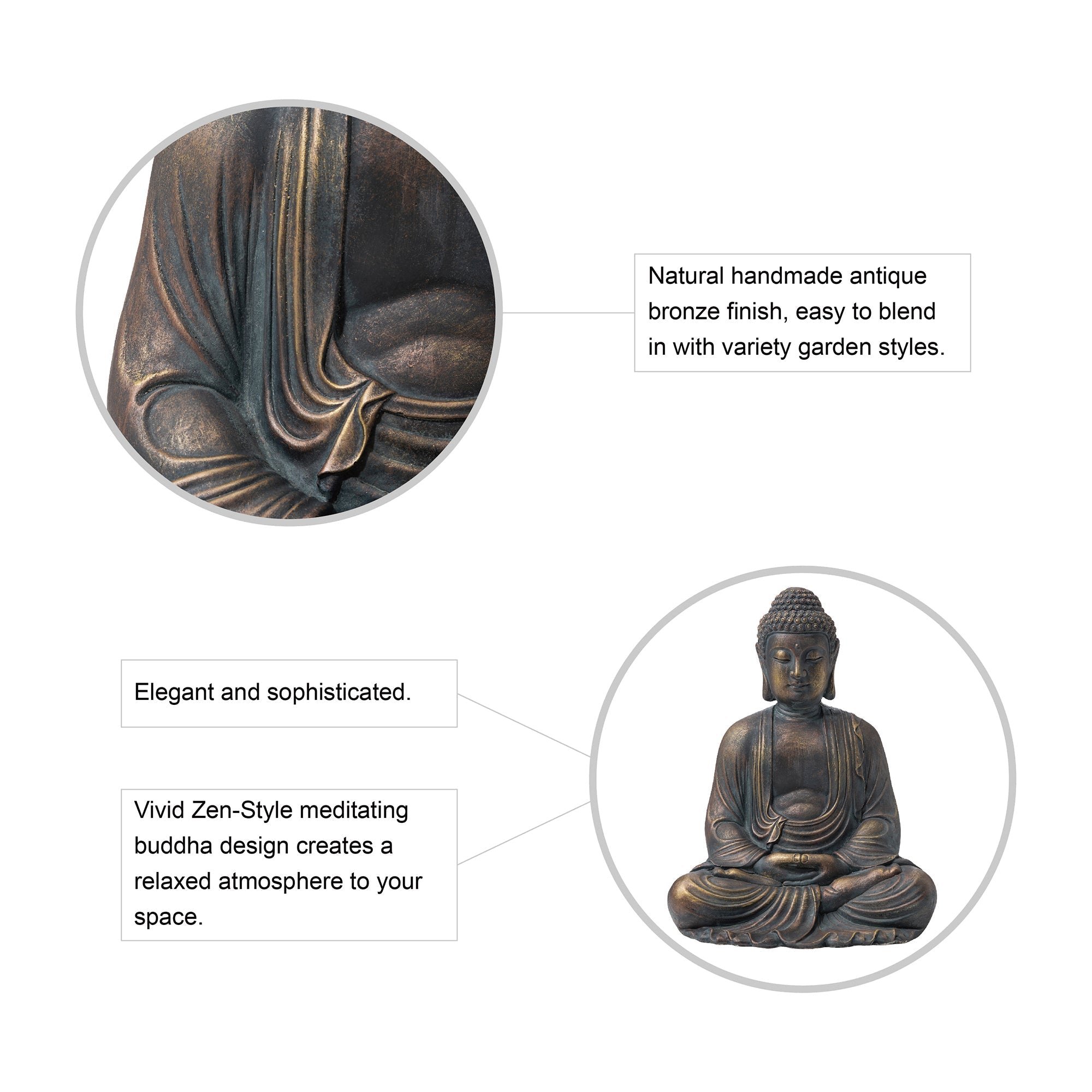  Glitzhome Meditating Buddha Statue - Brown - Bonton