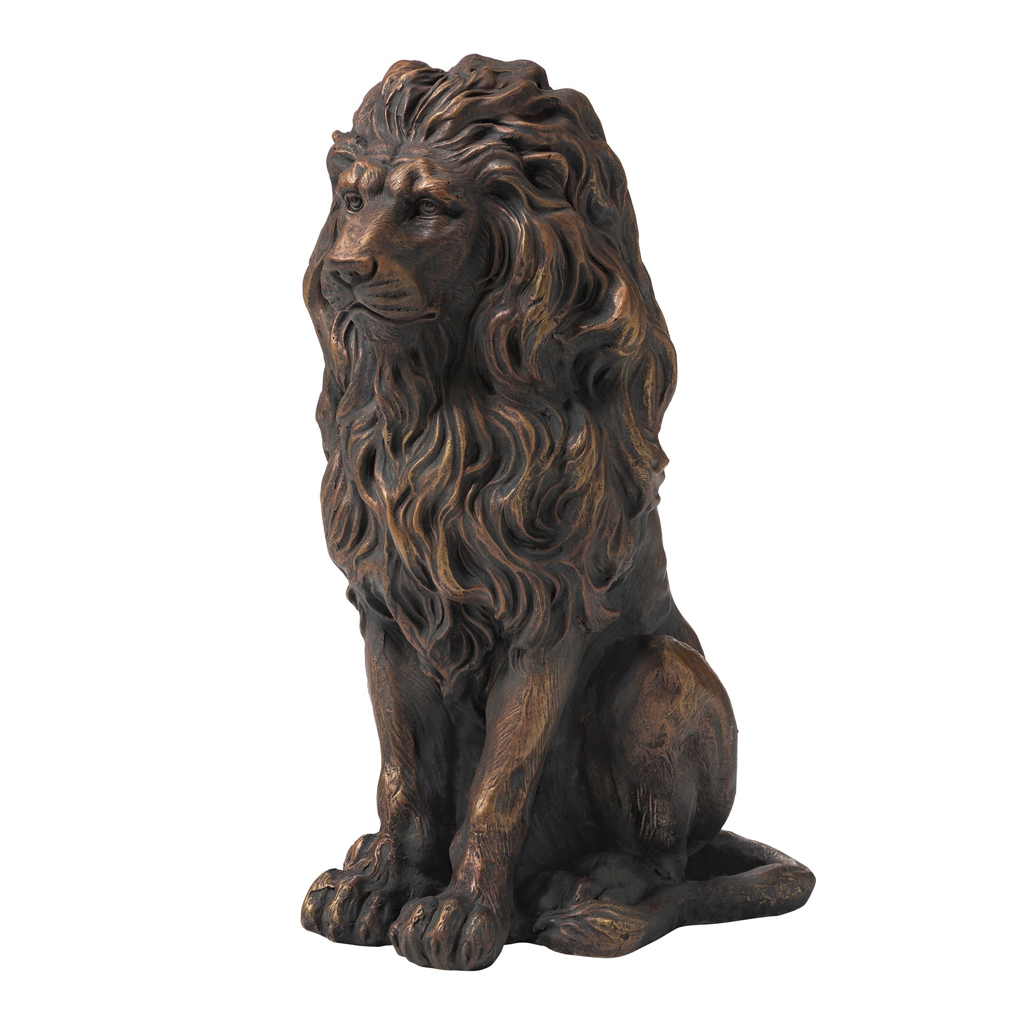  Glitzhome Guardian Standing Lion Statue - Brown - Bonton