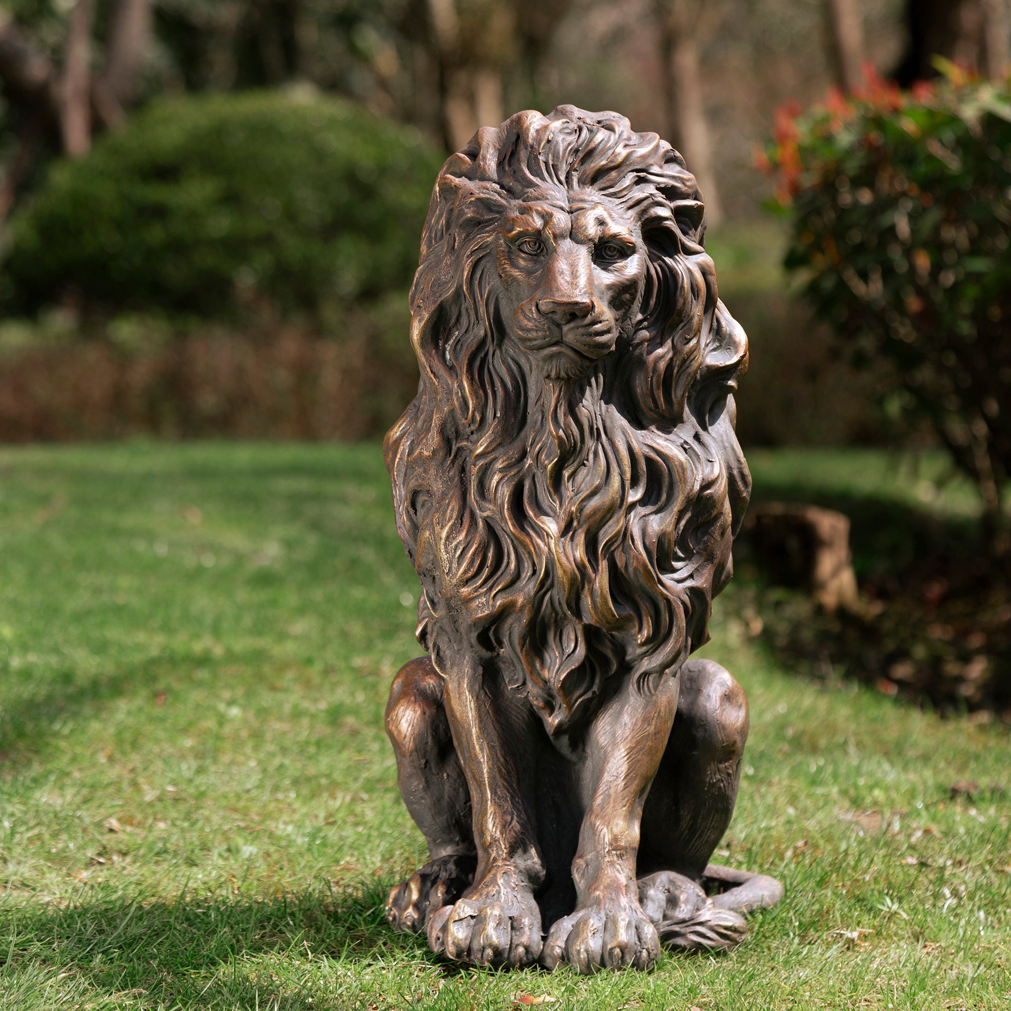  Glitzhome Guardian Standing Lion Statue - Brown - Bonton