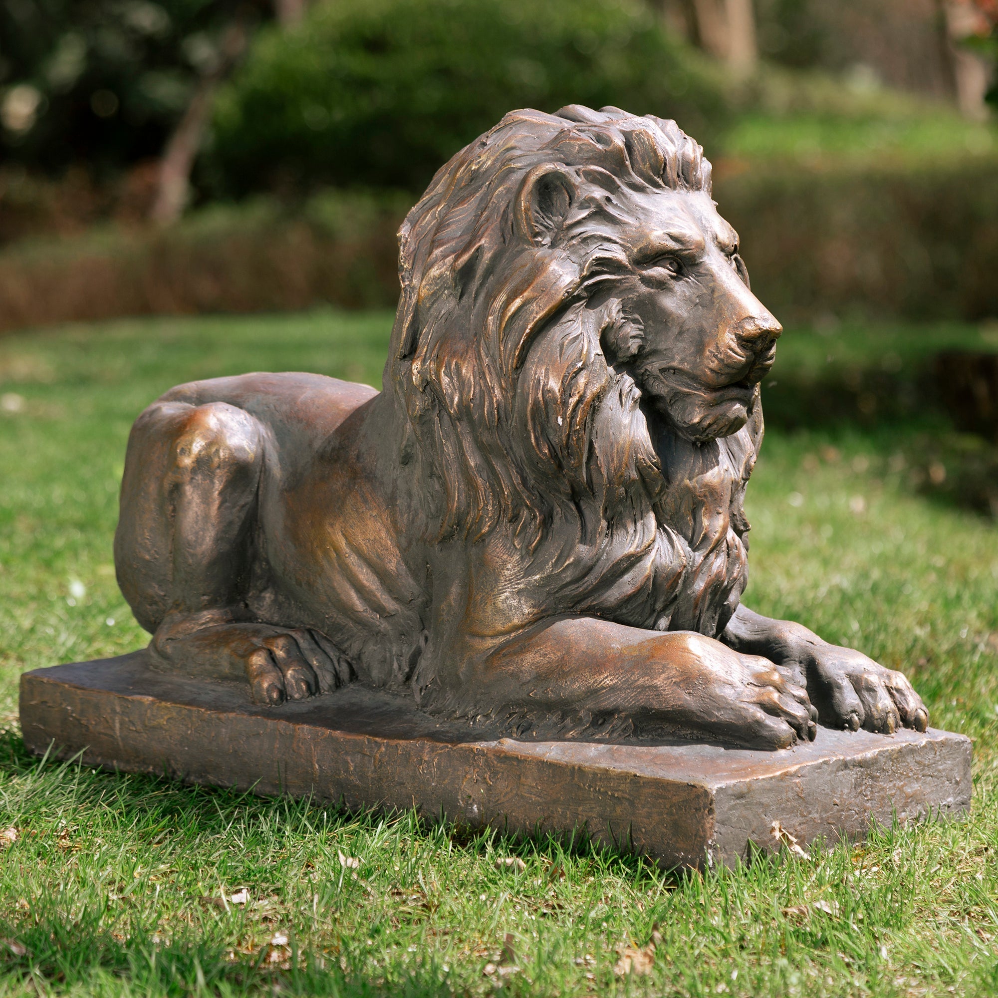  Glitzhome Lying Guardian Lion Statue - Brown - Bonton