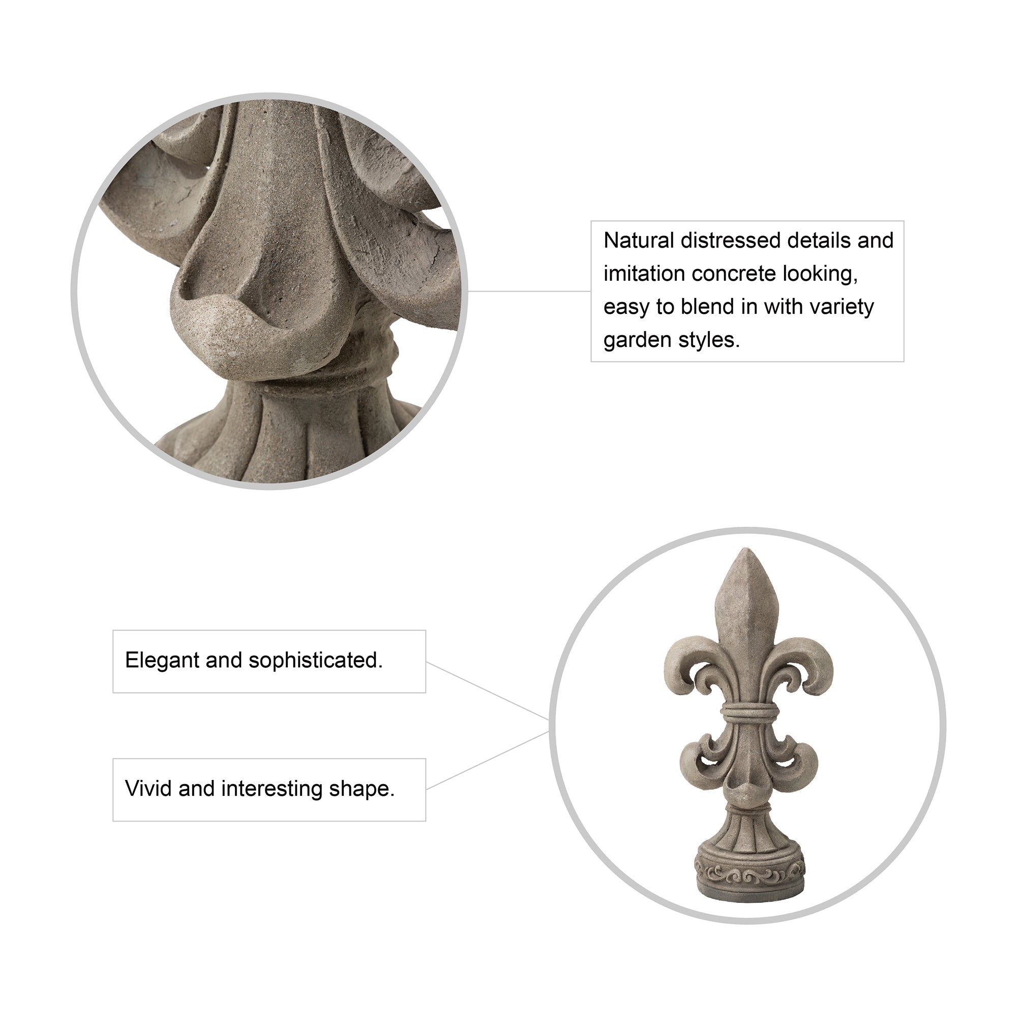  Glitzhome Standing Fleur De Lis Garden Statue - Brown - Bonton