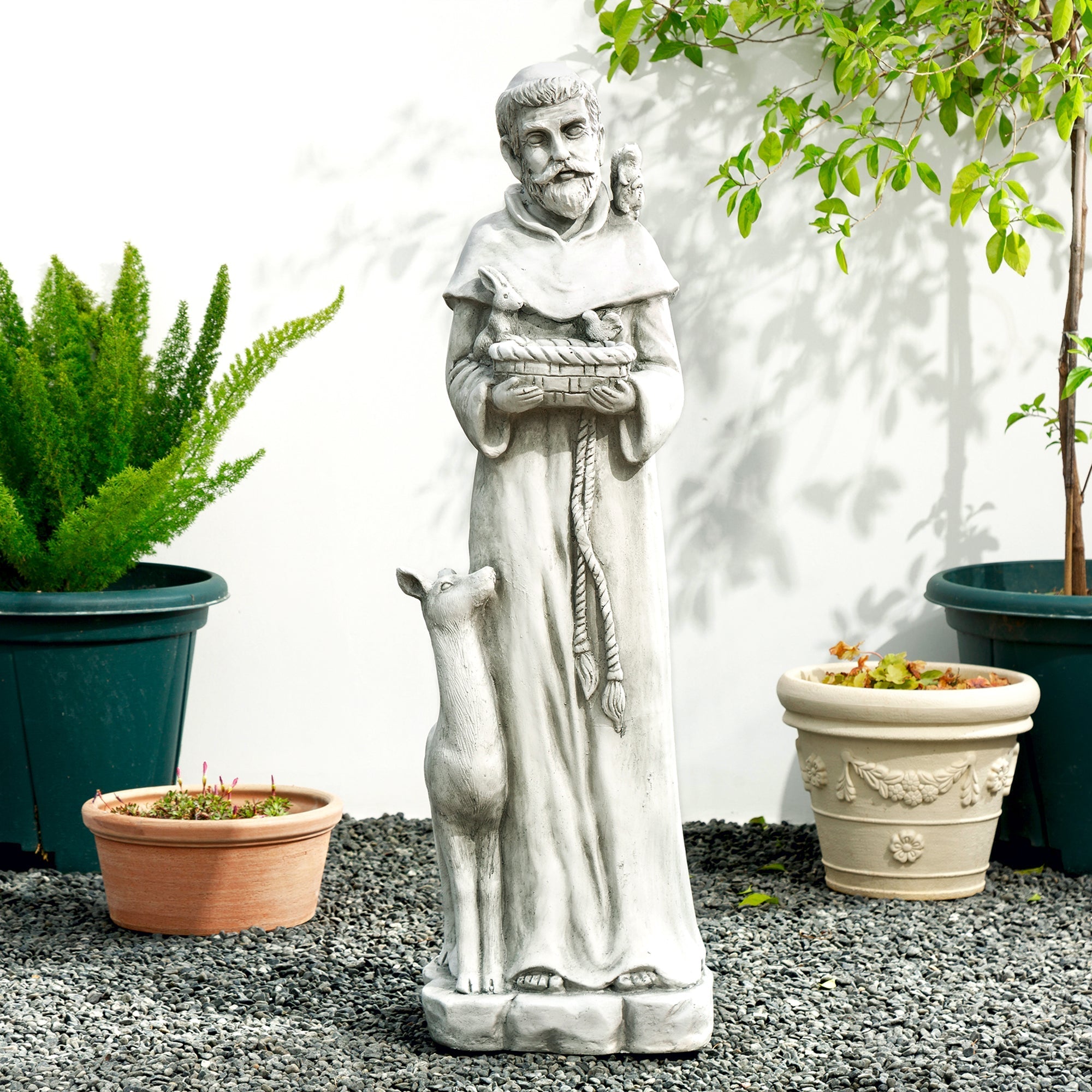  Glitzhome St. Francis Garden Statue - White - Bonton