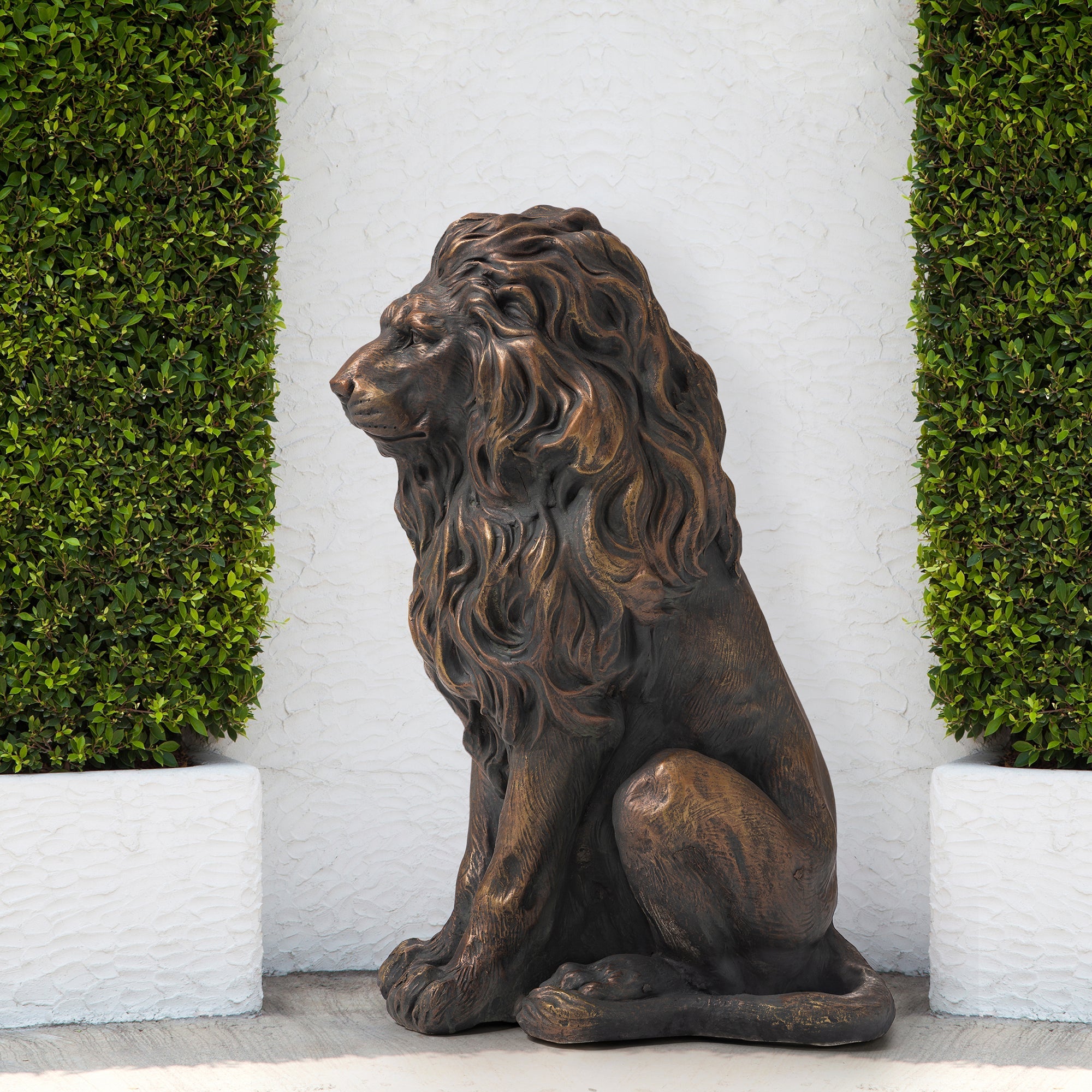  Glitzhome Guardian Standing Lion Statue Set of 2 - Brown - Bonton