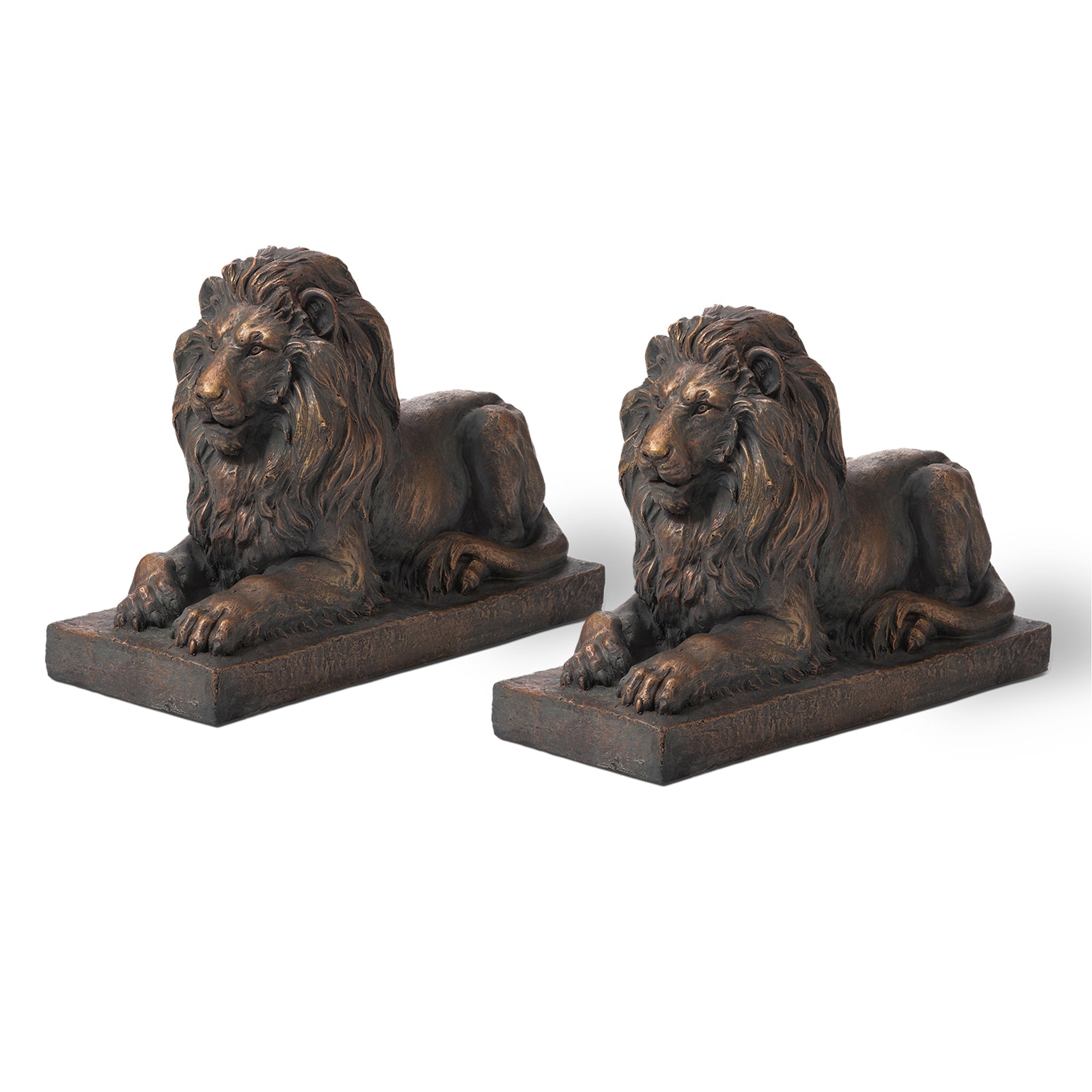  Glitzhome Lying Guardian Lion Statue Set of 2 - 21.5