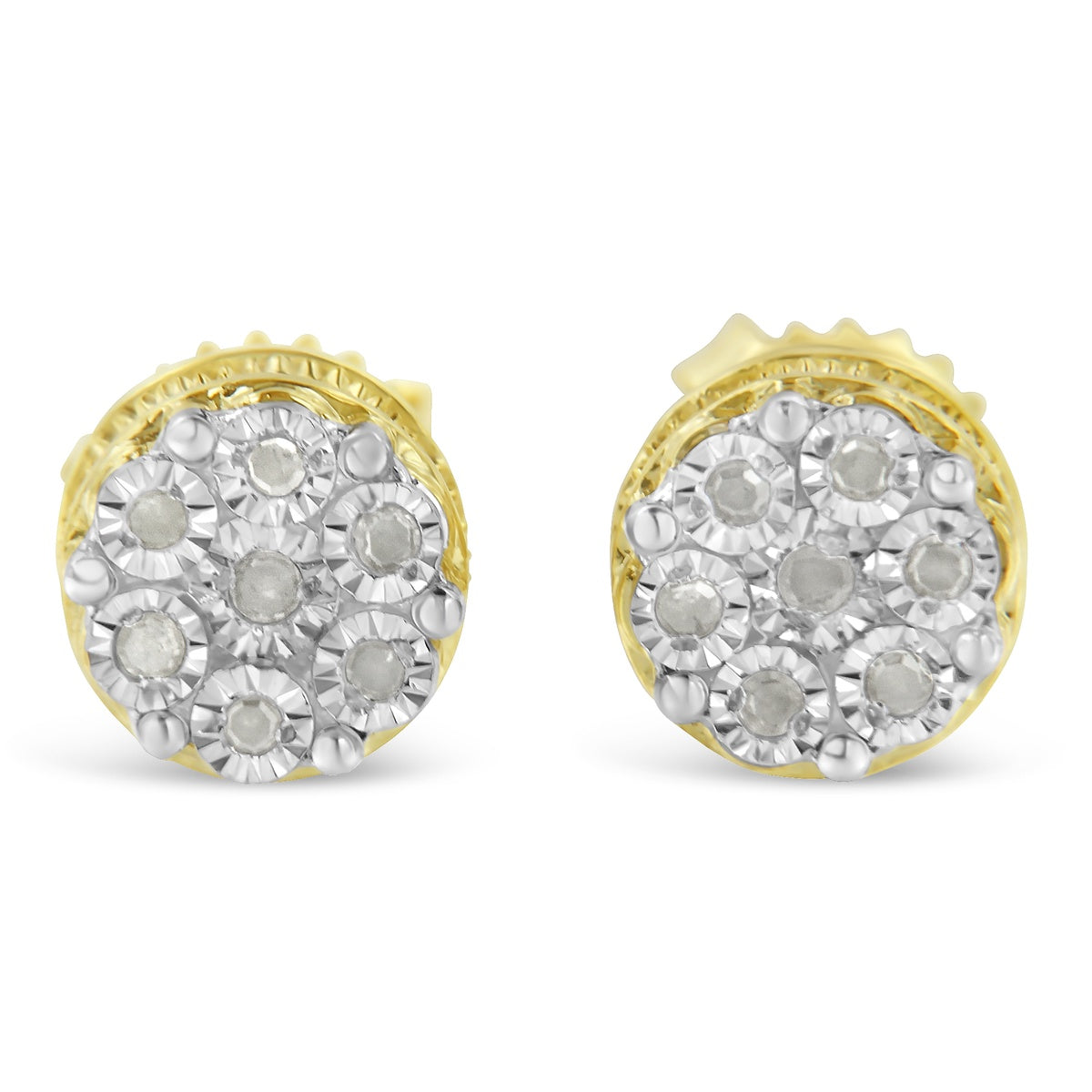  Haus of Brilliance 14K Yellow Gold Plated .925 Sterling Silver 1/7 Cttw Diamond Miracle Set Stud Earrings (I-J Color, I3 Promo Clarity) - Default Title - Bonton