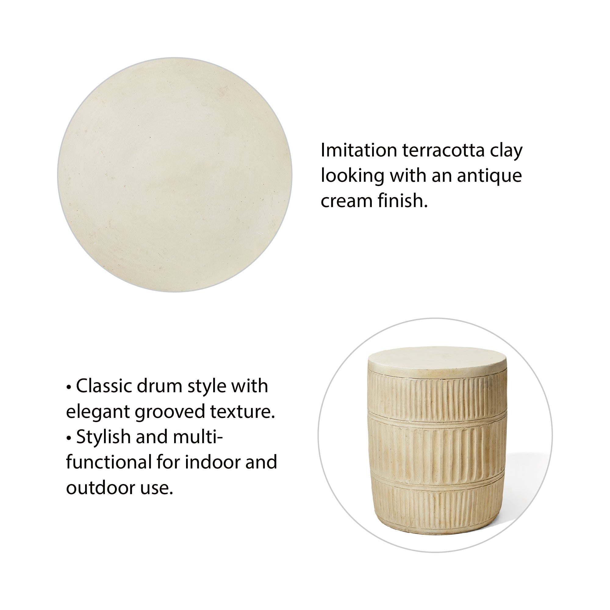  Glitzhome Multi-functional Textured Garden Stool - White - Bonton