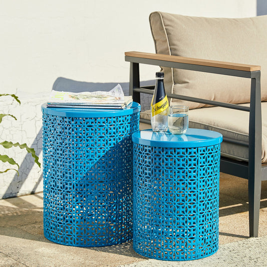 Set of 2 Multi-functional Metal Garden Stools