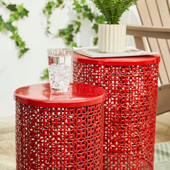 Set of 2 Multi-functional Metal Garden Stools