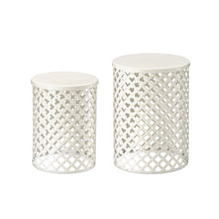 Set of 2 Multi-functional Metal Trellis Garden Stools