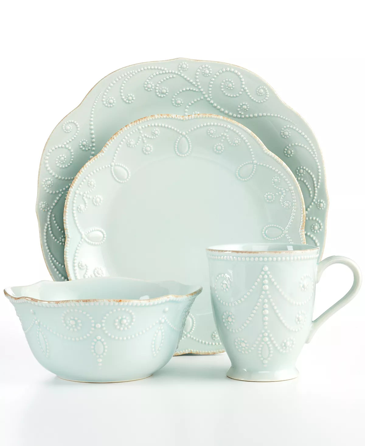  Lenox French Perle Dinnerware Set 4-Piece - Ice Blue - Bonton