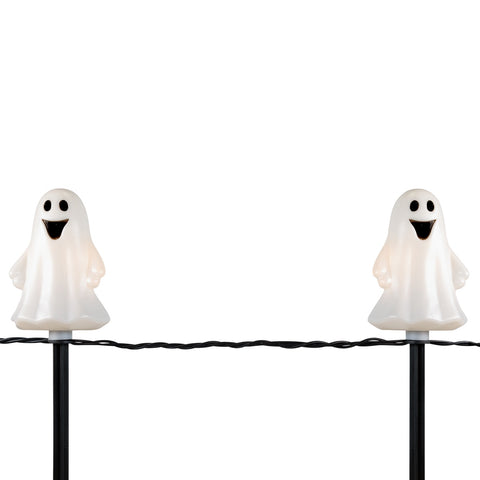 Set of 5 Ghost Shaped Halloween Pathway Markers - 3.75ft Black Wire