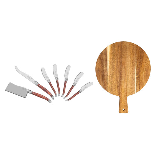 Laguiole Cheese Knives and Spreaders With Pakkawood Handles and Serving Board