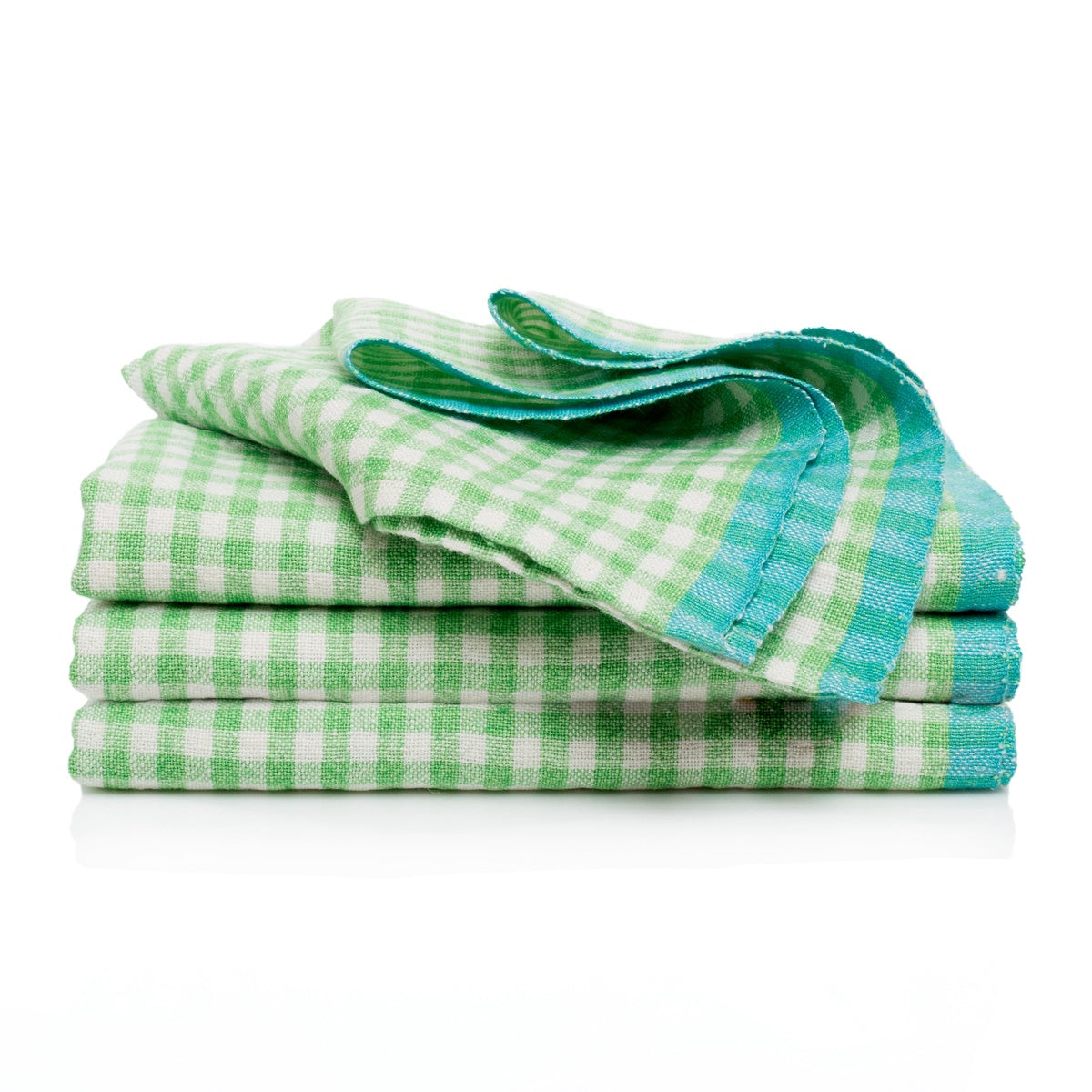  Caravan Two-Tone Gingham Napkins, Set of 4 - Natural & Dijon - Bonton